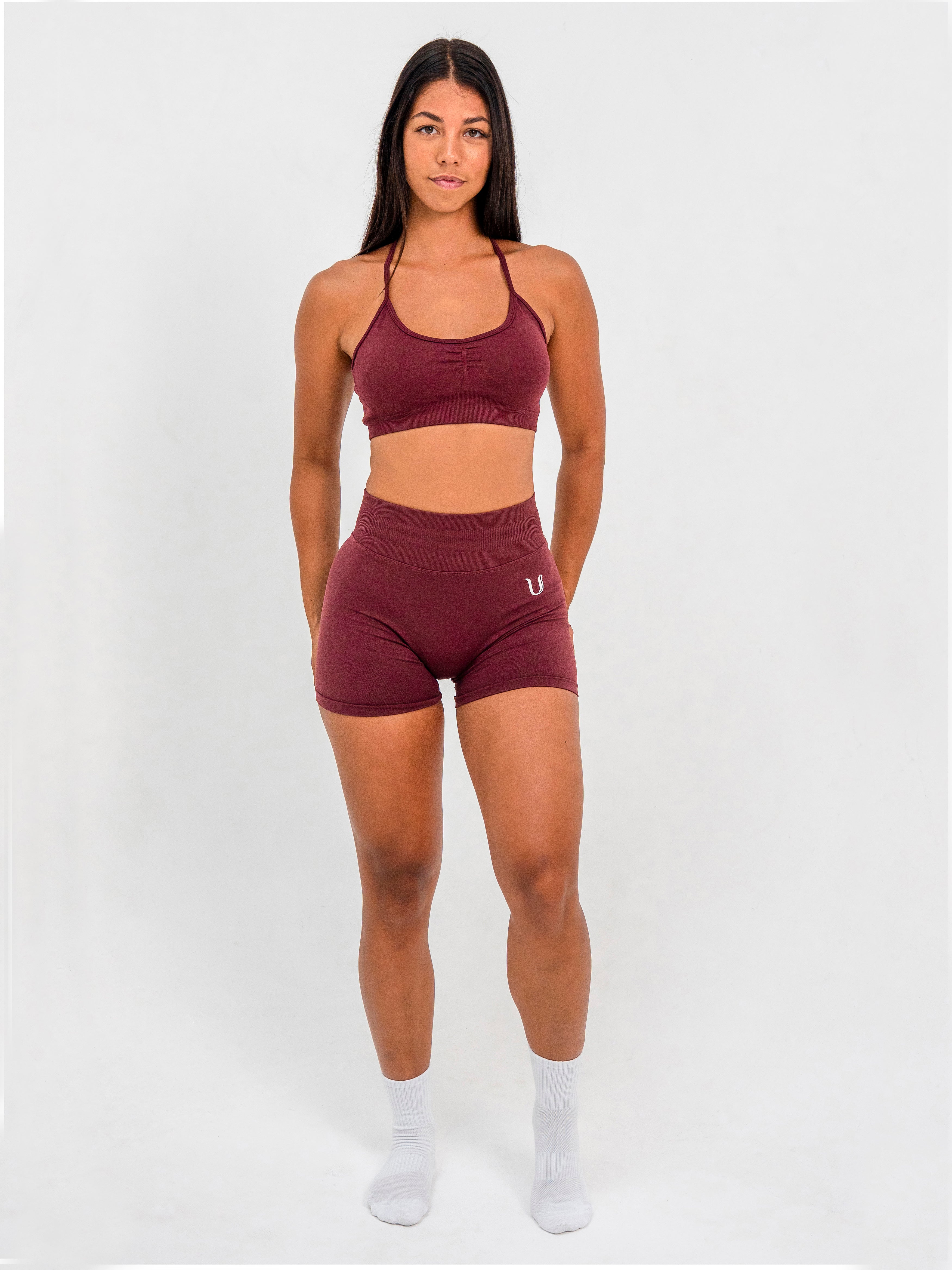 Luna | Short Scrunch Senza Cuciture Premium - Bordeaux