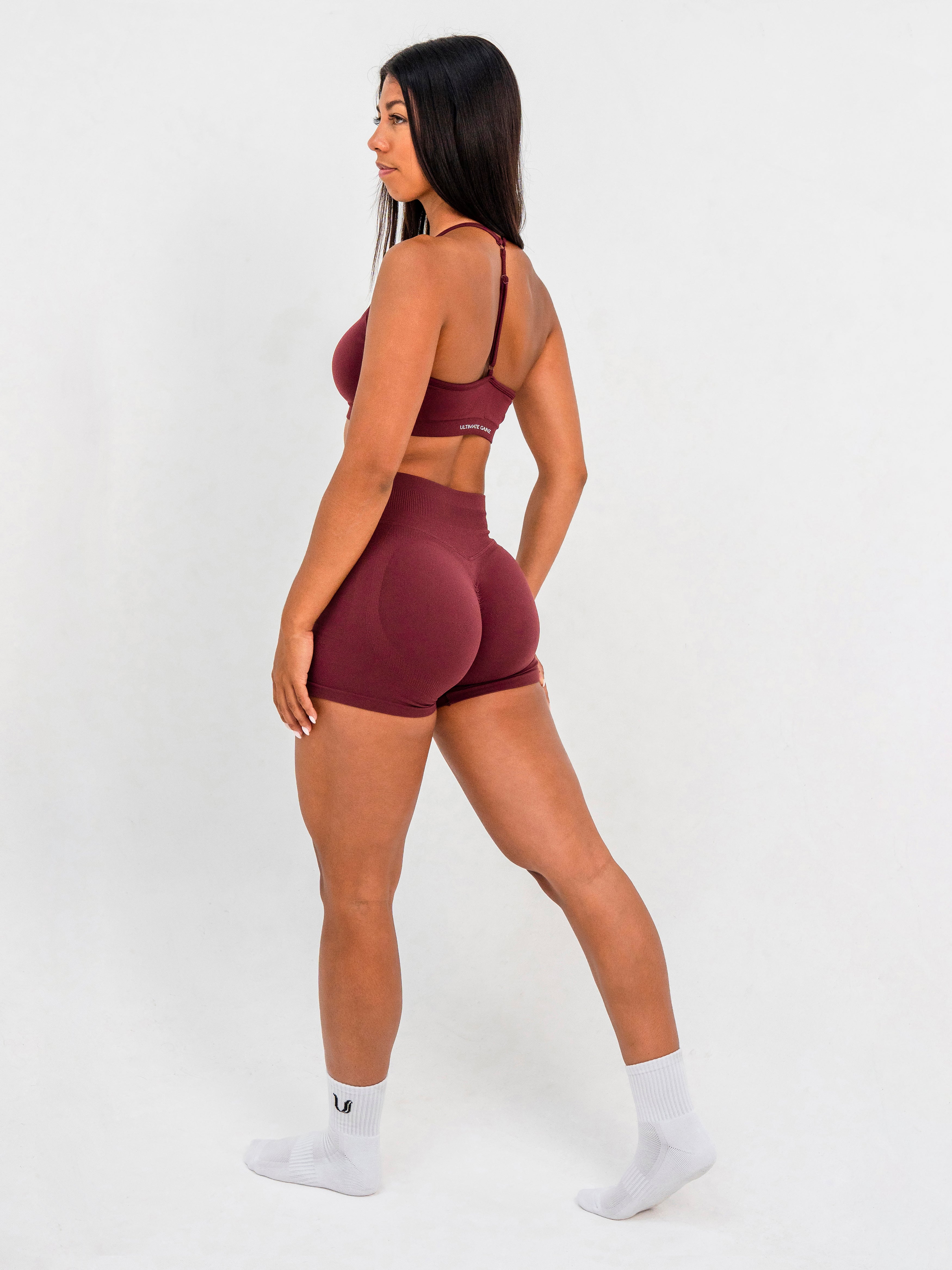 Luna | Short Scrunch Senza Cuciture Premium - Bordeaux