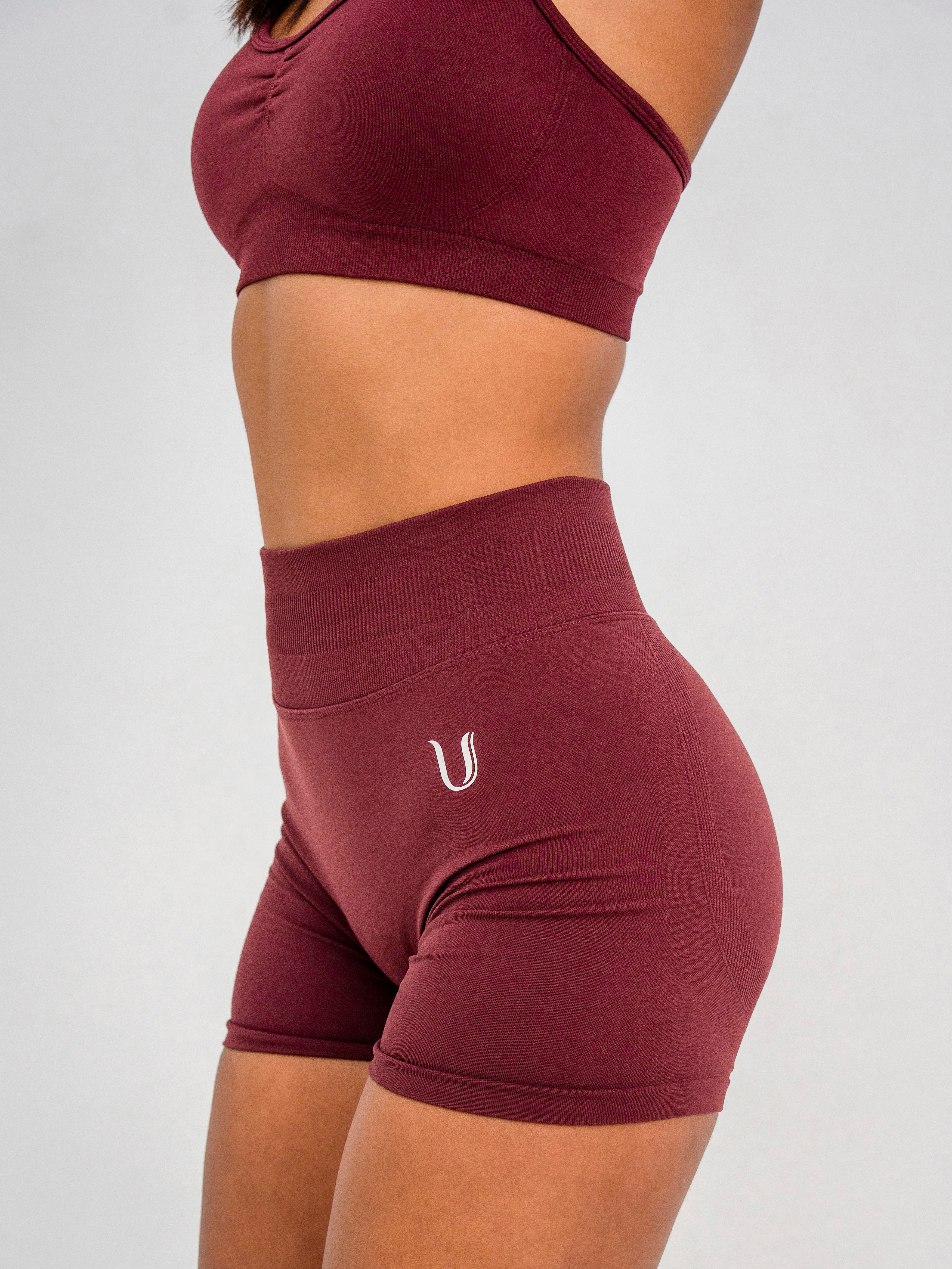 Luna | Short Scrunch Senza Cuciture Premium - Bordeaux