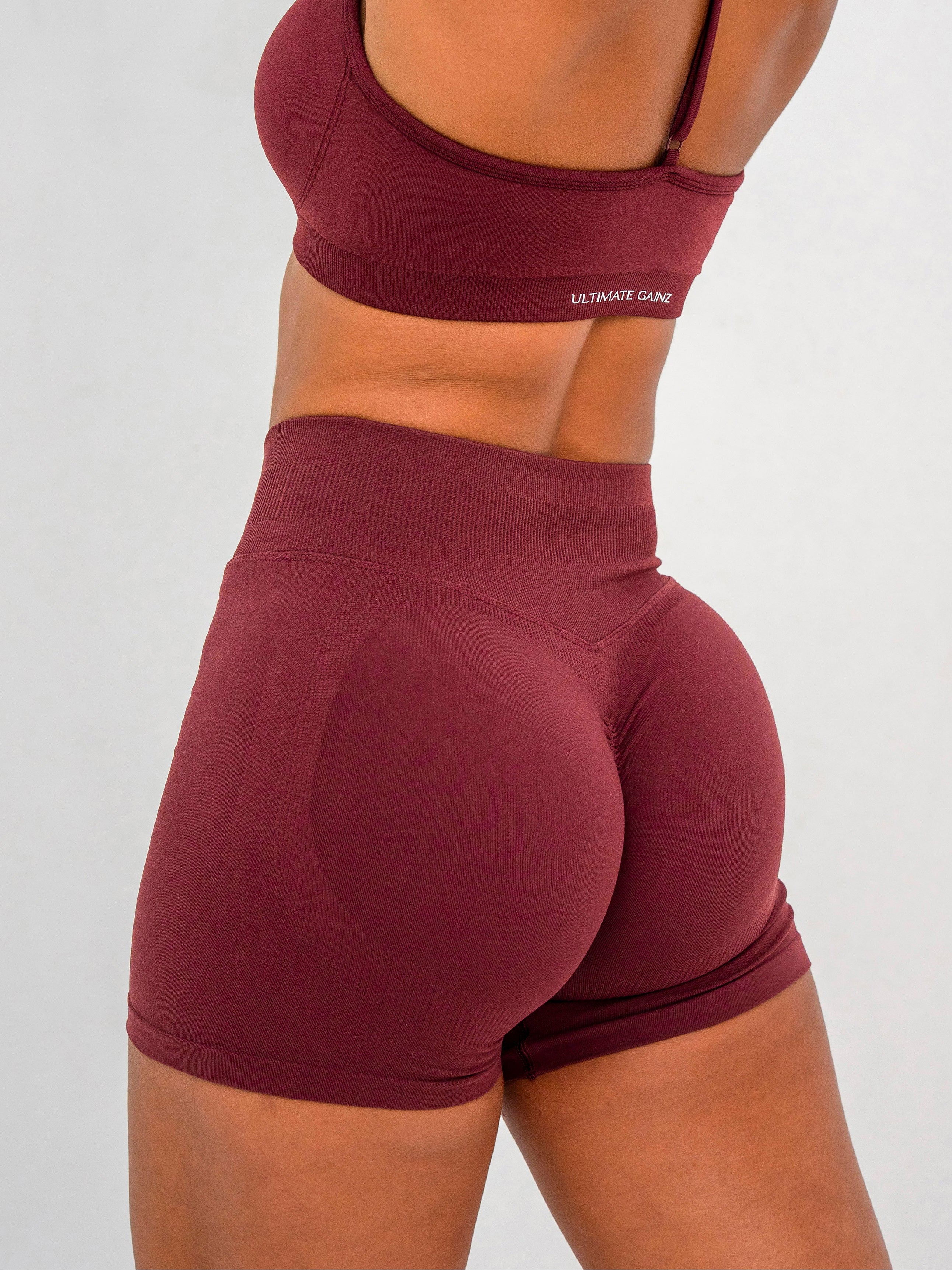 Luna | Short Scrunch Senza Cuciture Premium - Bordeaux