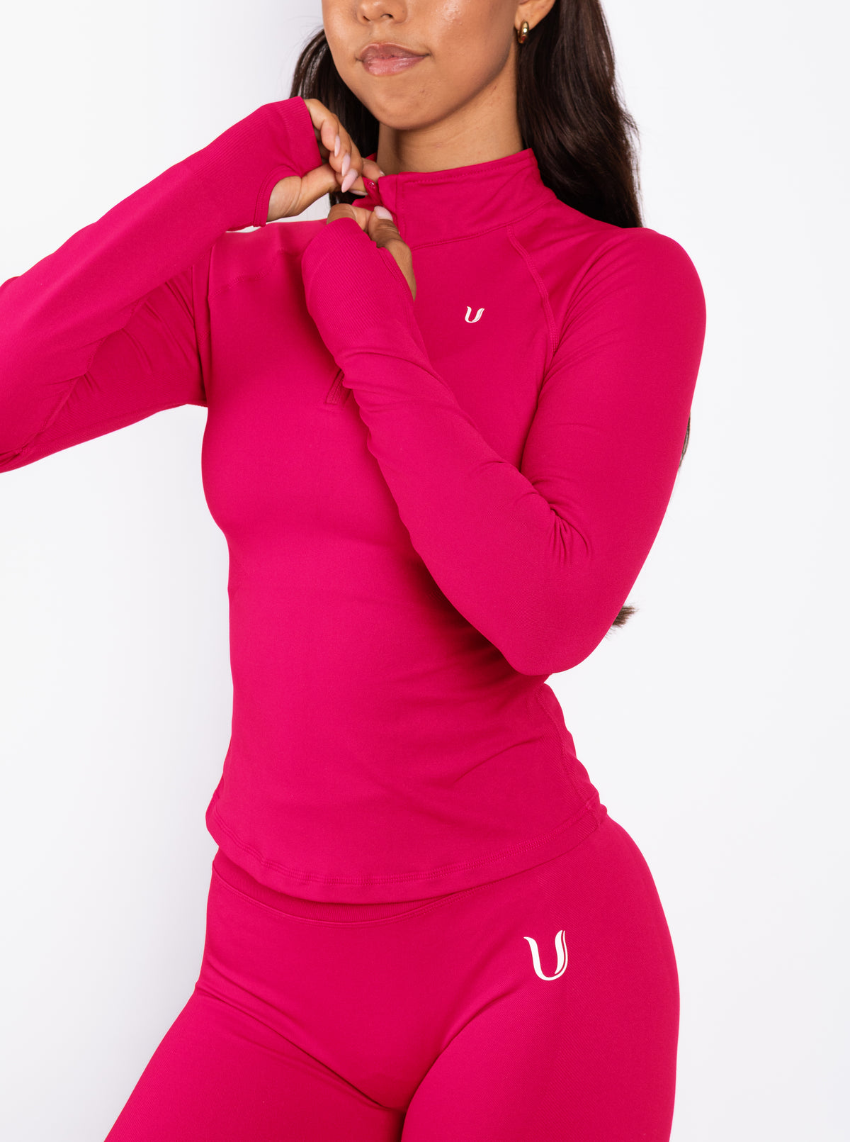 Beau | Top Manica Lunga con Mezza Zip - Lampone