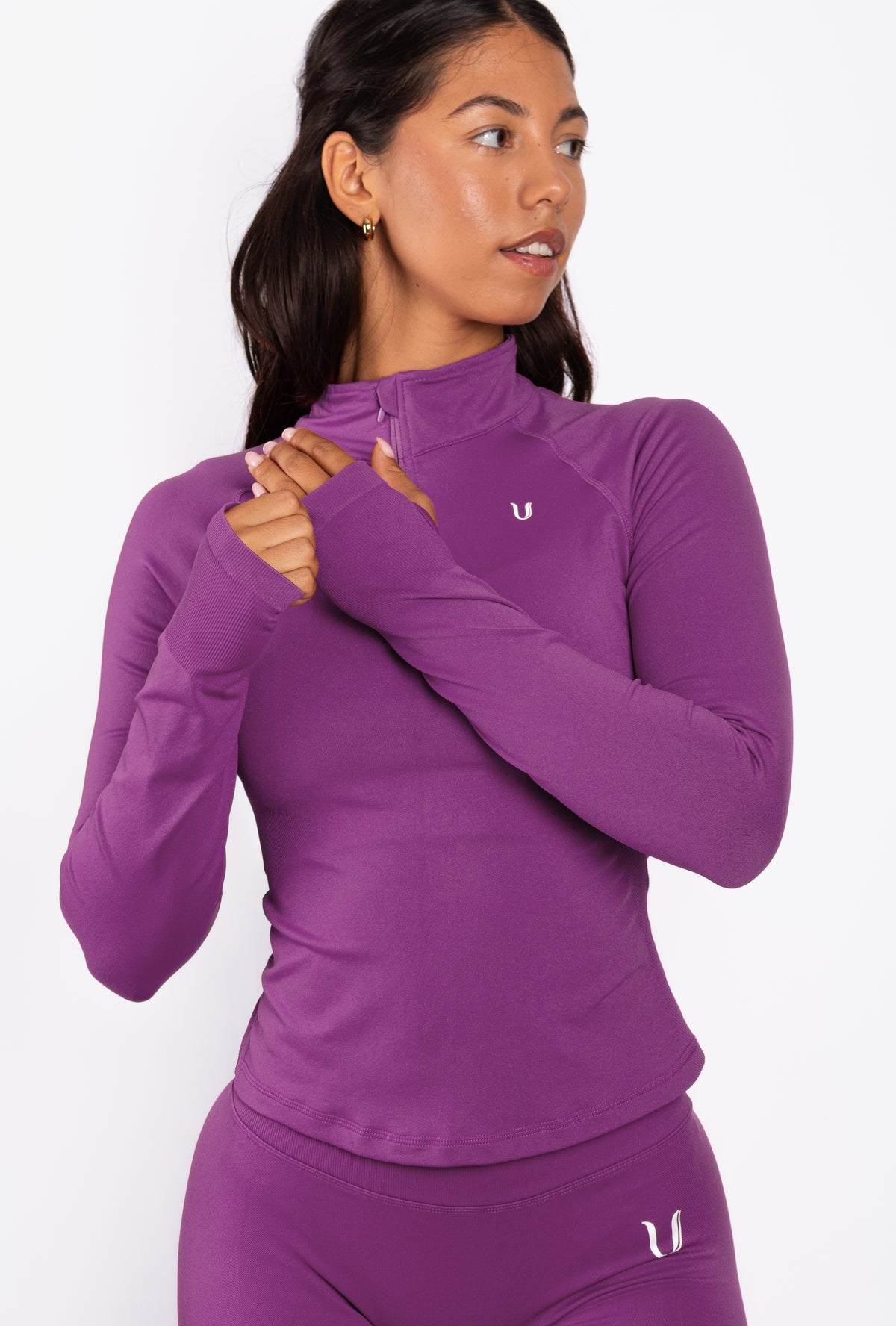 Beau | Top Manica Lunga con Mezza Zip - Viola