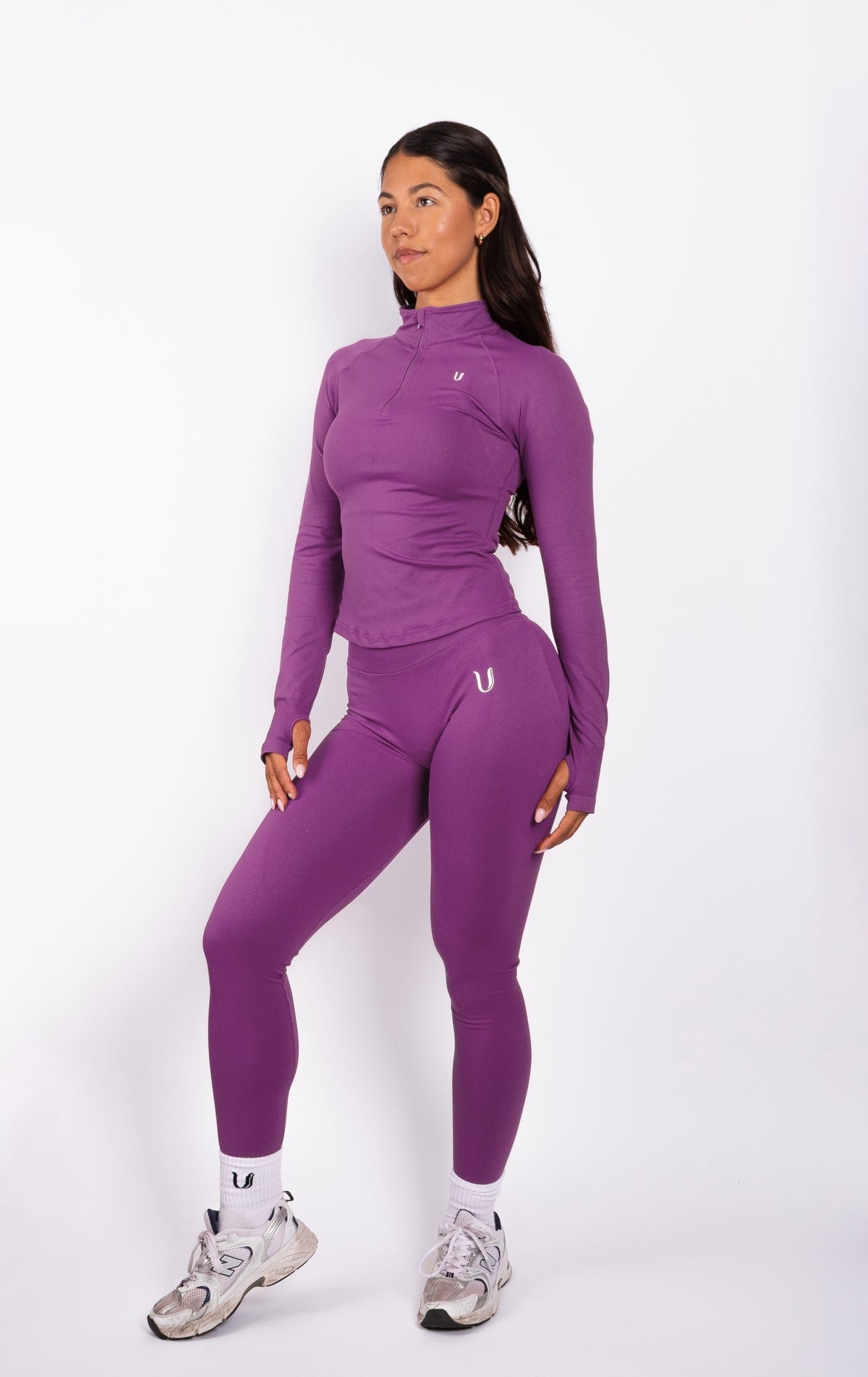 Beau | Top Manica Lunga con Mezza Zip - Viola