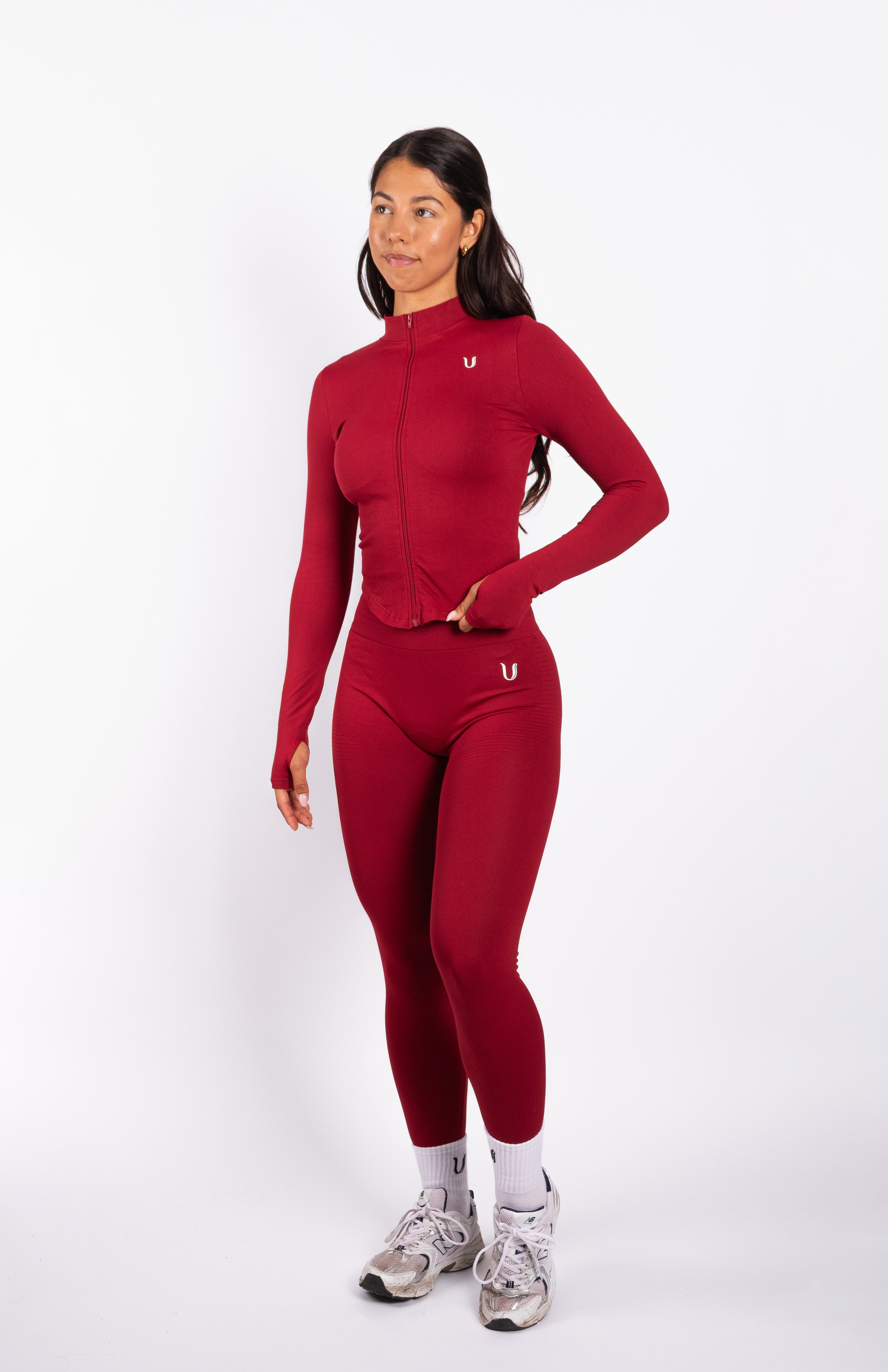 Bibi | Giacca con Zip a Coste Seamless – Rosso