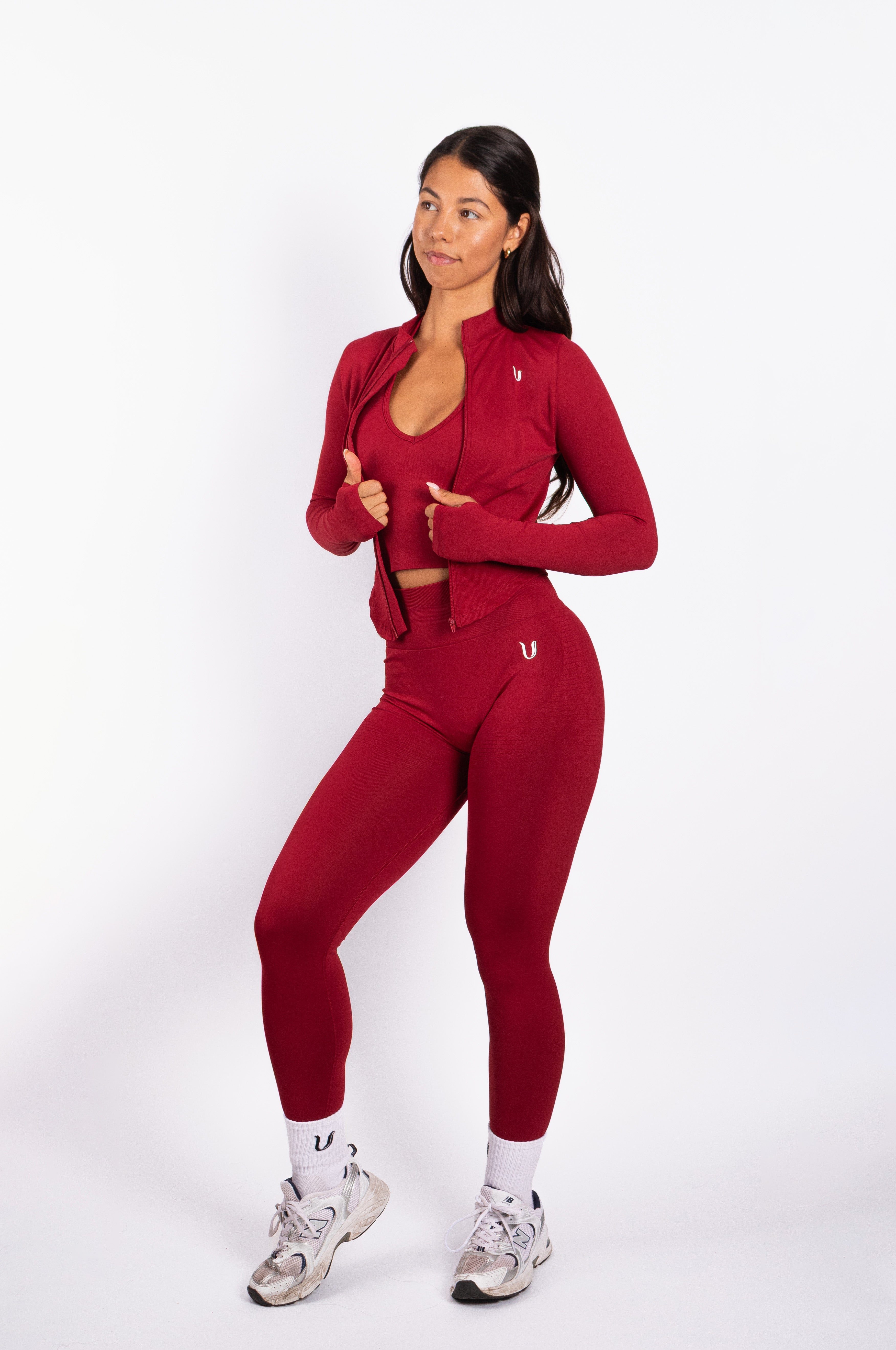 Bibi | Giacca con Zip a Coste Seamless – Rosso