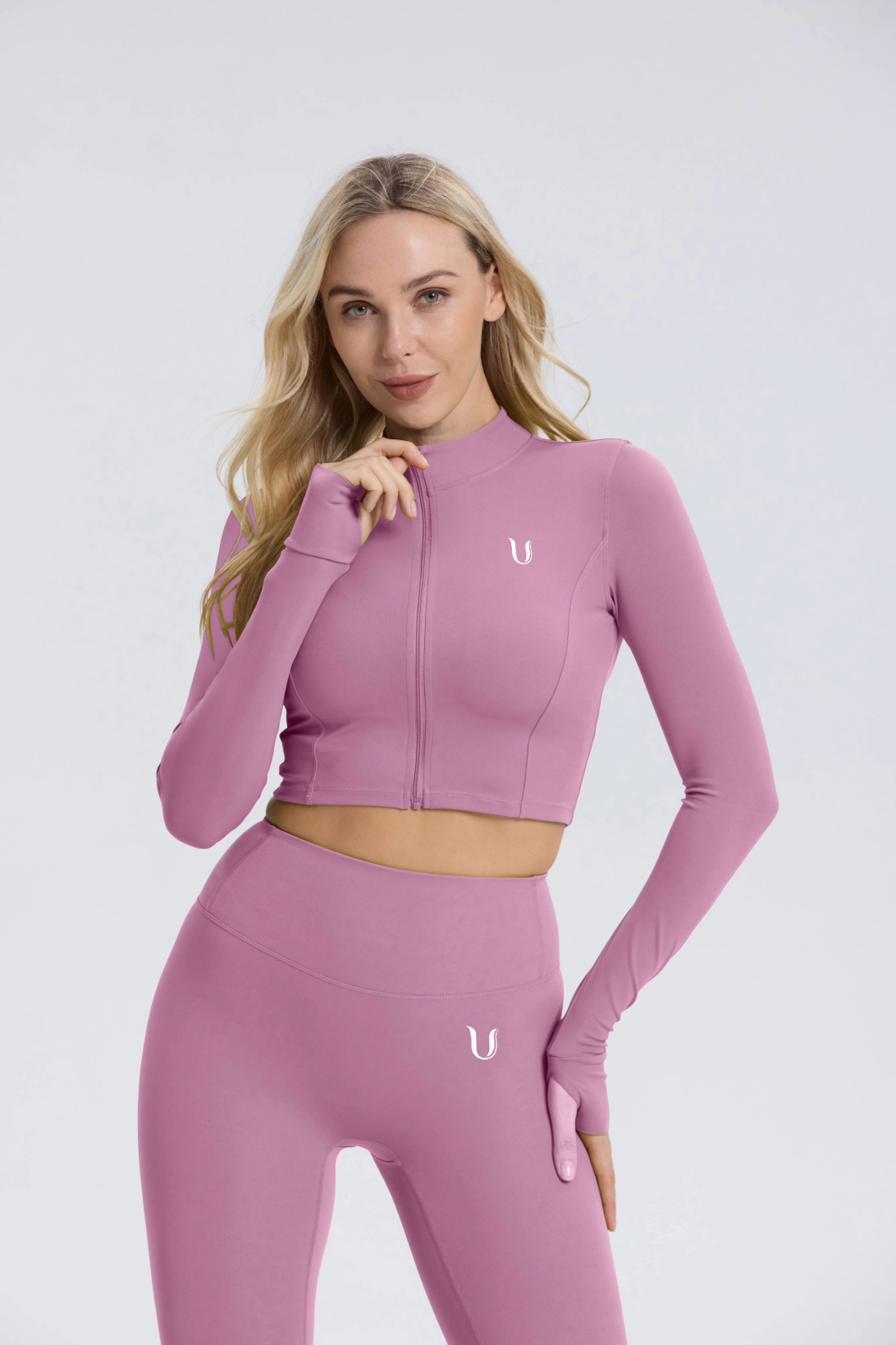 Set Hailey | Top a Manica Lunga e Leggings - Lilla Chiaro