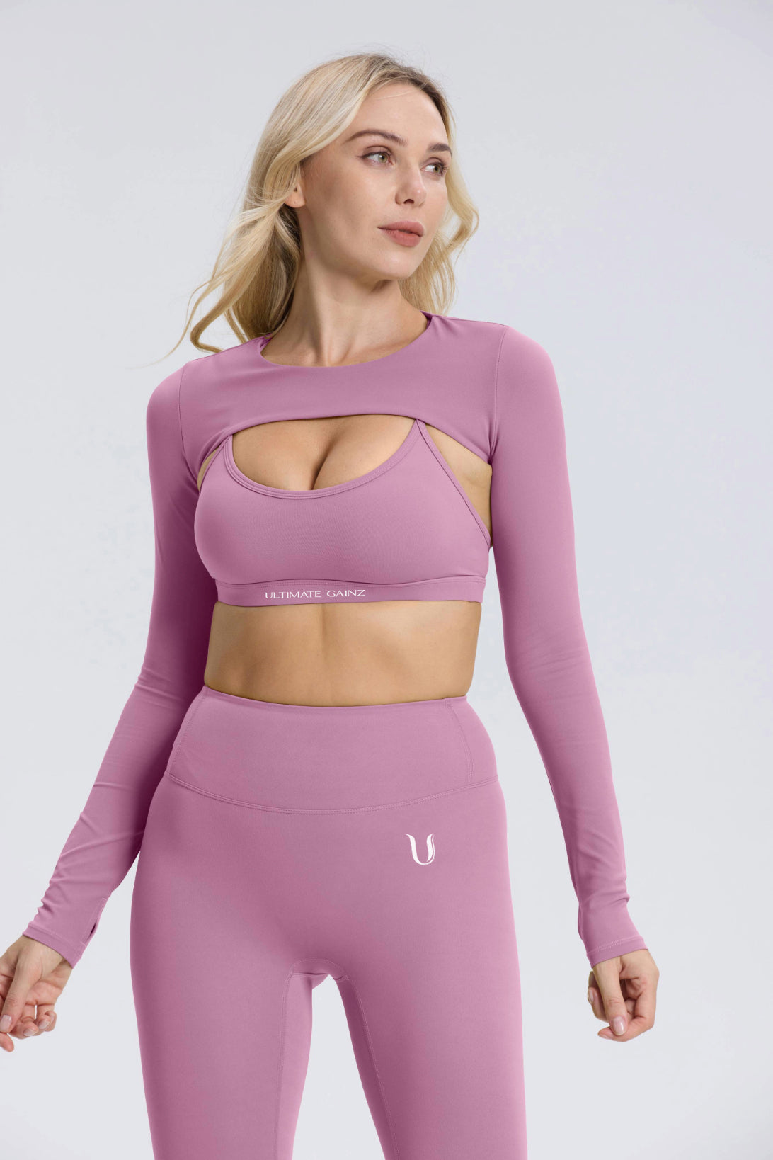 Hailey | Crop Top a Maniche Lunghe - Lilla Chiaro