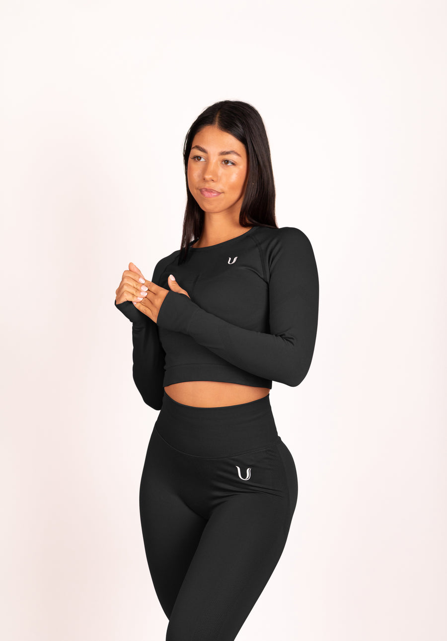 Leonie | Top Manica Lunga - Nero