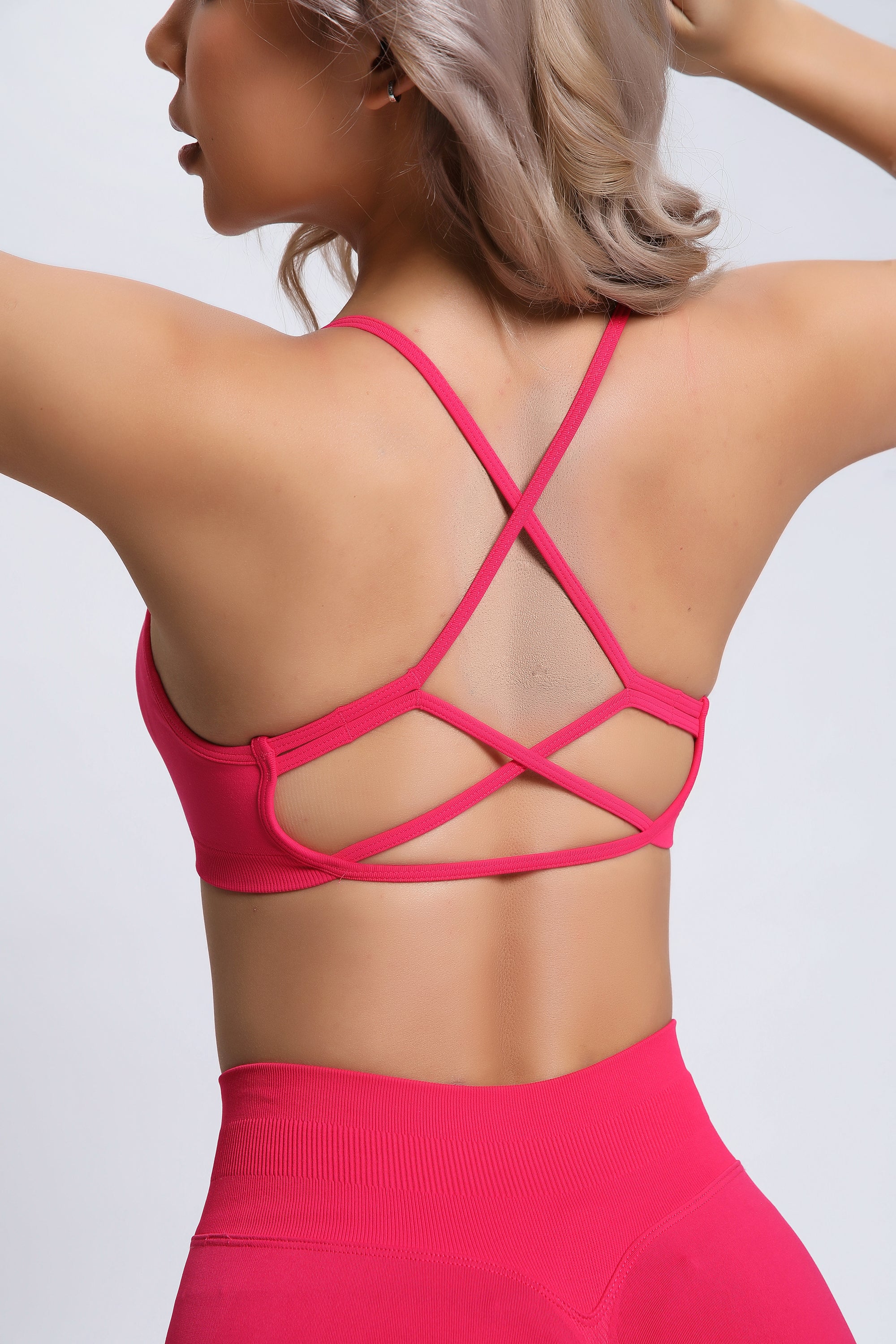 Joy | Reggiseno Sportivo con Incrocio Dietro – Rosa Rosso