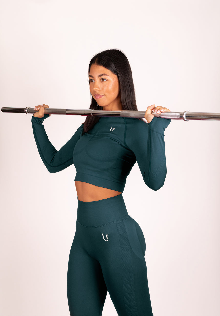Leonie | Top Manica Lunga - Blu Verde