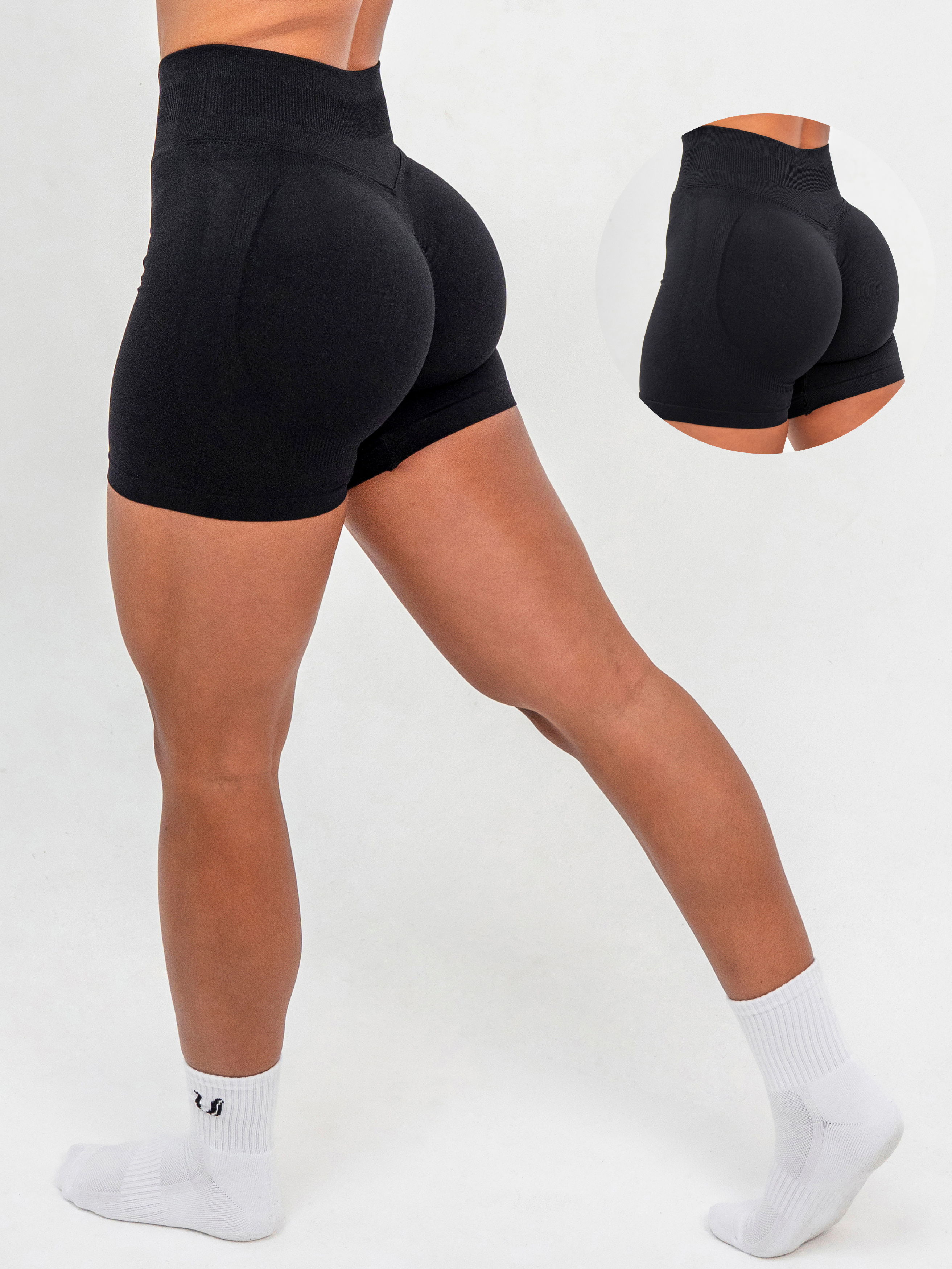 Luna | Short Scrunch Senza Cuciture Premium - Nero