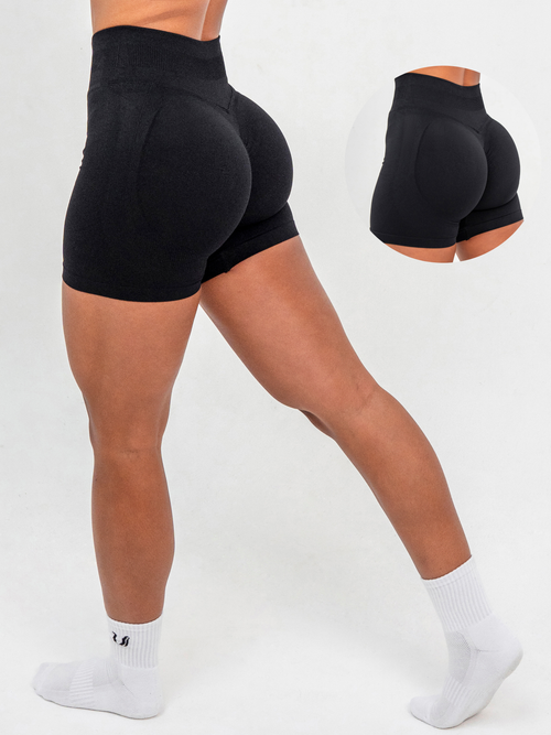 Luna | Short Scrunch Senza Cuciture Premium - Nero