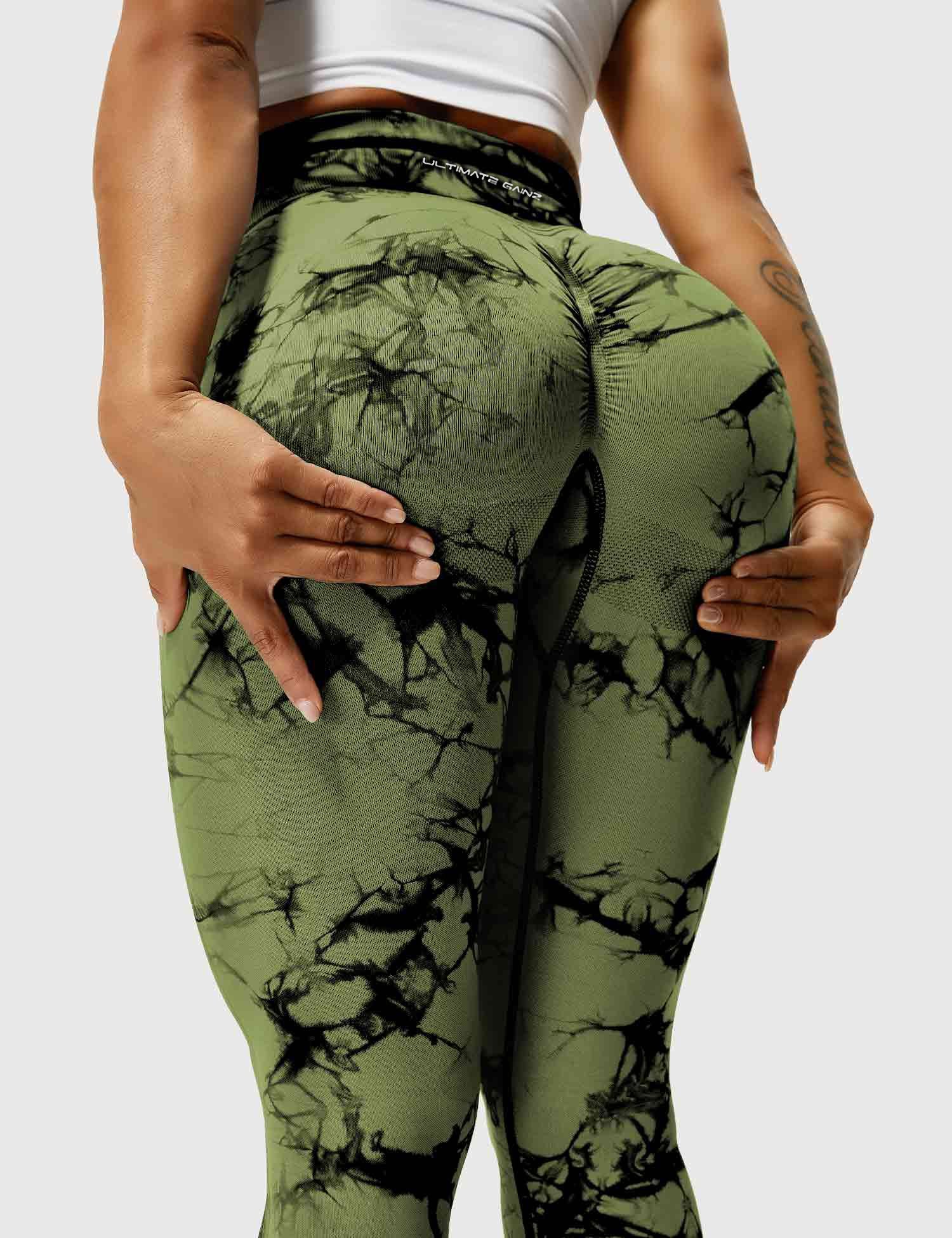 Aimy | Leggings Scrunch Tie Dye - Verde Oliva