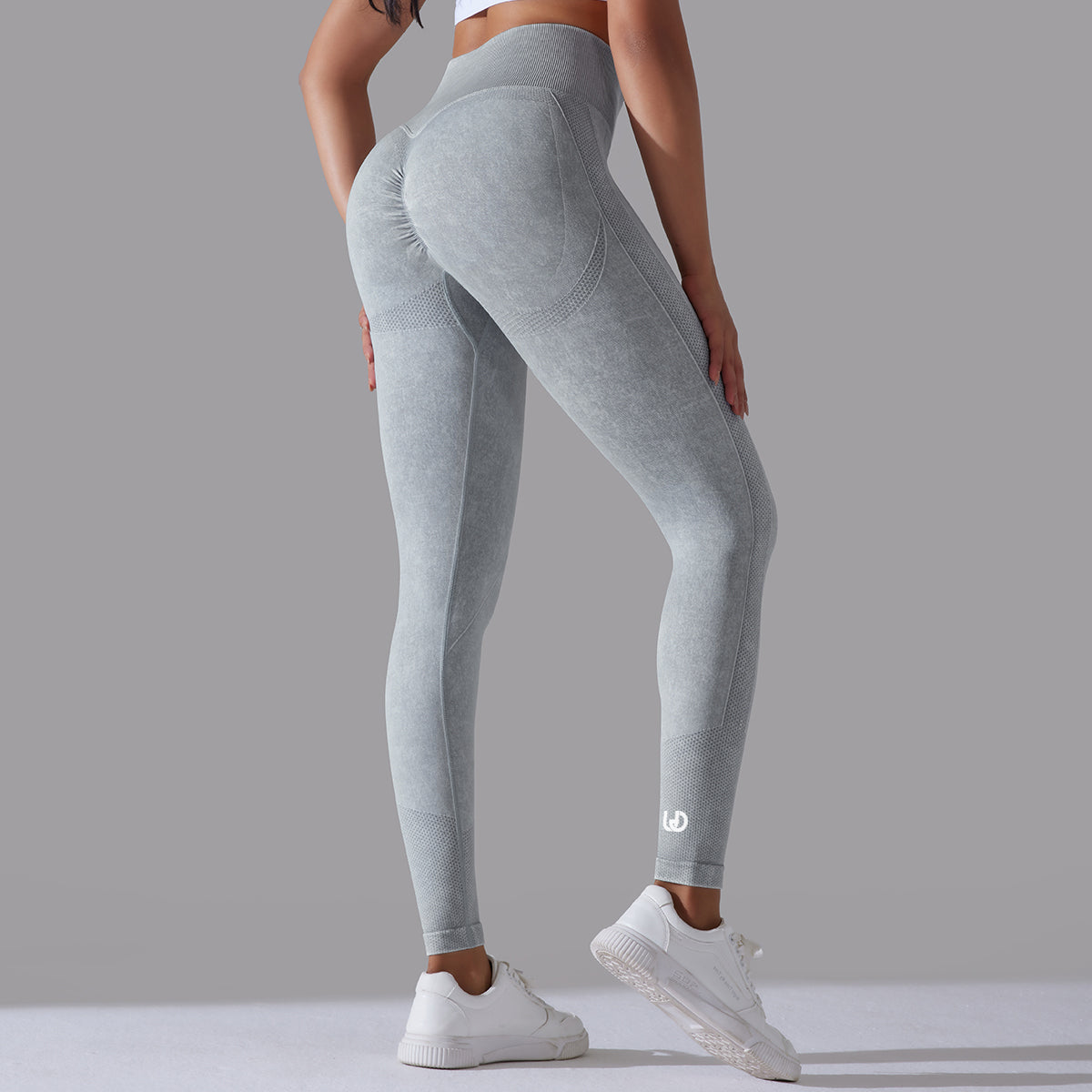 Jane | Leggings Scrunch con Motivi - Grigio Chiaro