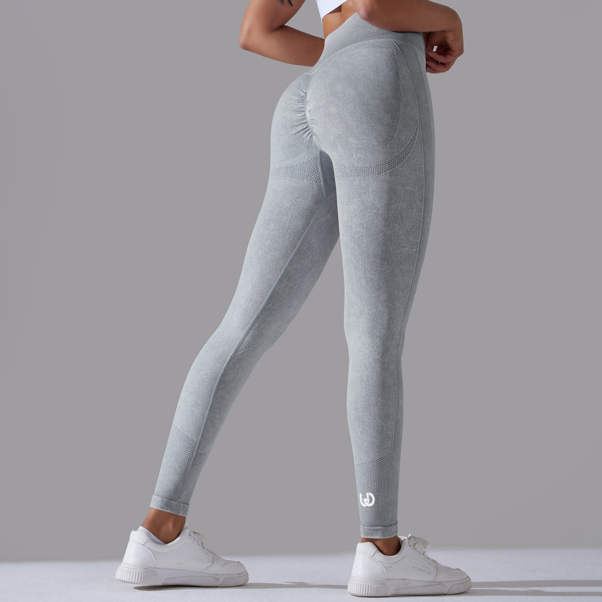 Jane | Leggings Scrunch con Motivi - Grigio Chiaro