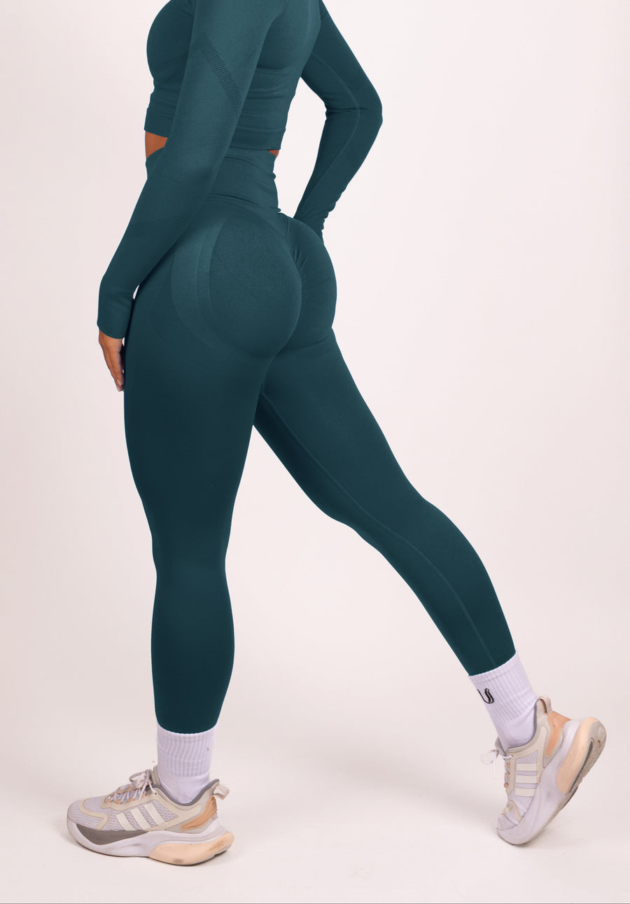 Leonie | Leggings Premium Scrunch - Blu Verde