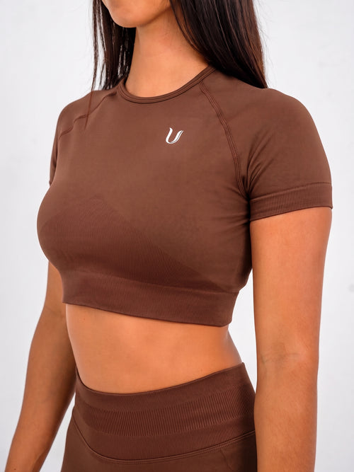 Luna | Premium Seamless Crop Top - Marrone
