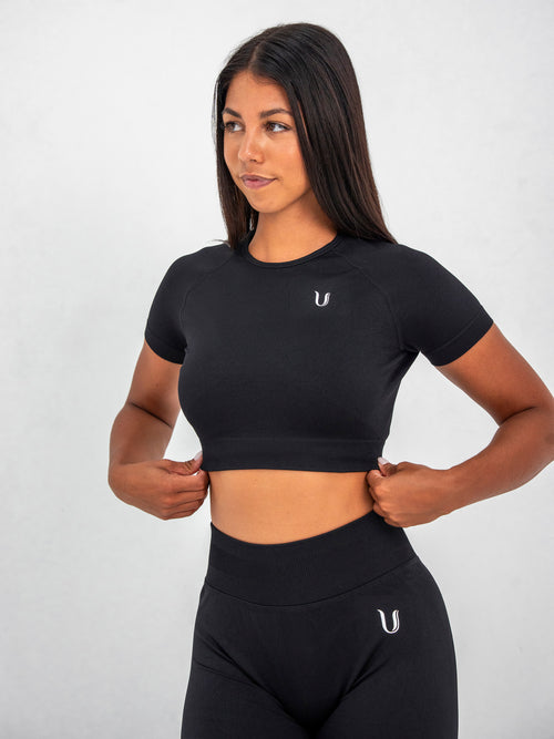 Luna | Crop Top Senza Cuciture Premium - Nero