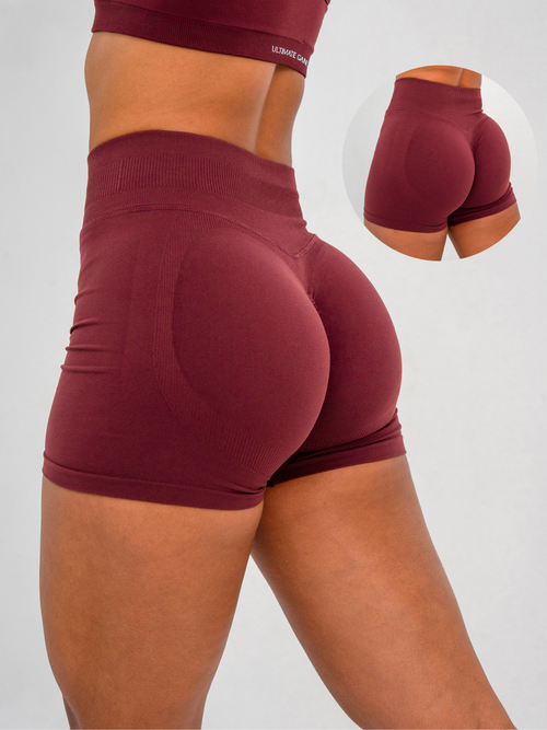 Luna | Short Scrunch Senza Cuciture Premium - Bordeaux