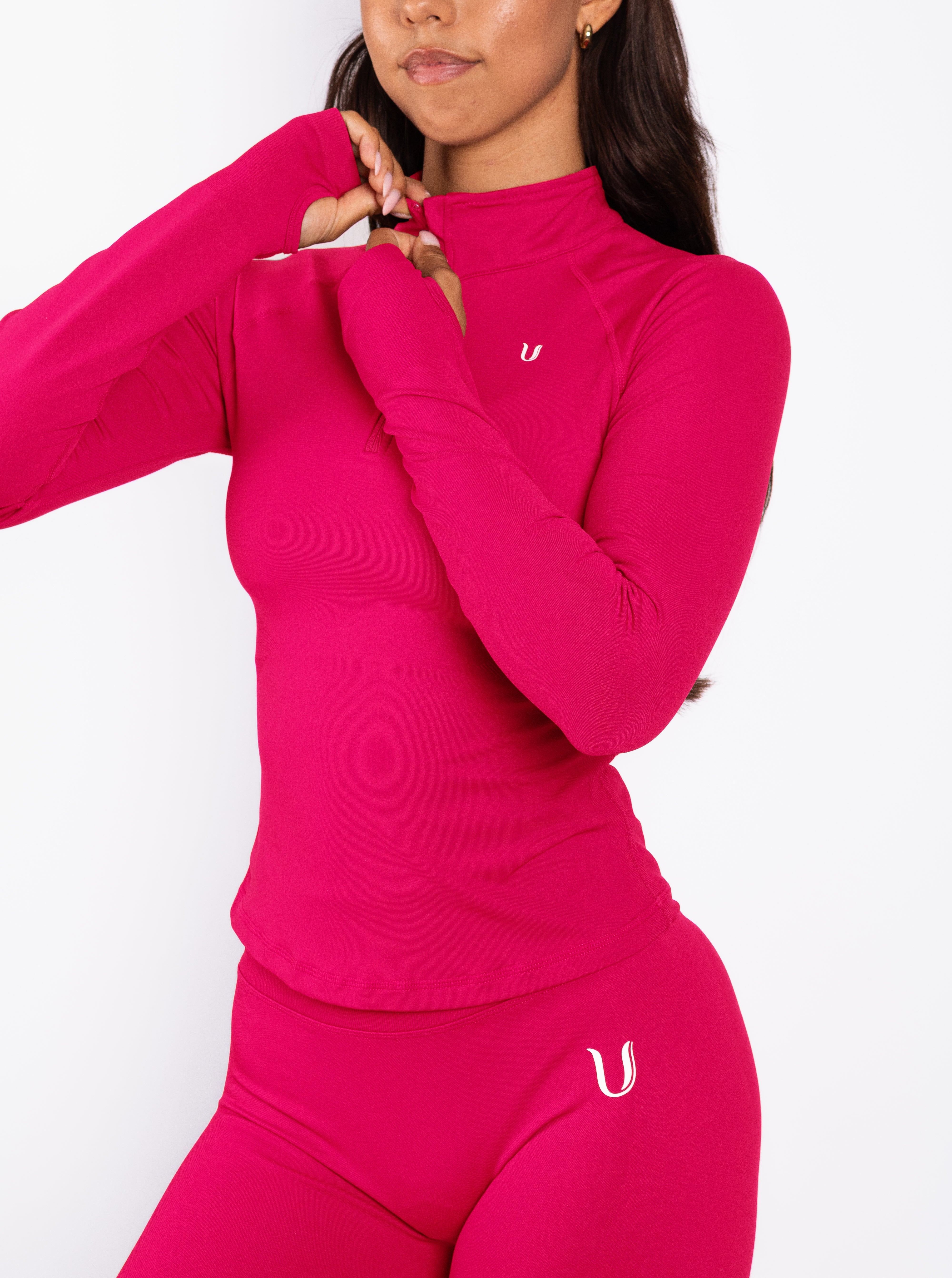 Beau | Top Manica Lunga con Mezza Zip - Rosa