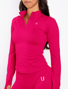 Beau | Top Manica Lunga con Mezza Zip - Rosa