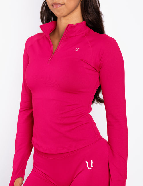 Beau | Top Manica Lunga con Mezza Zip - Lampone