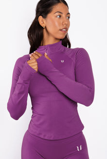 Beau | Top Manica Lunga con Mezza Zip - Viola