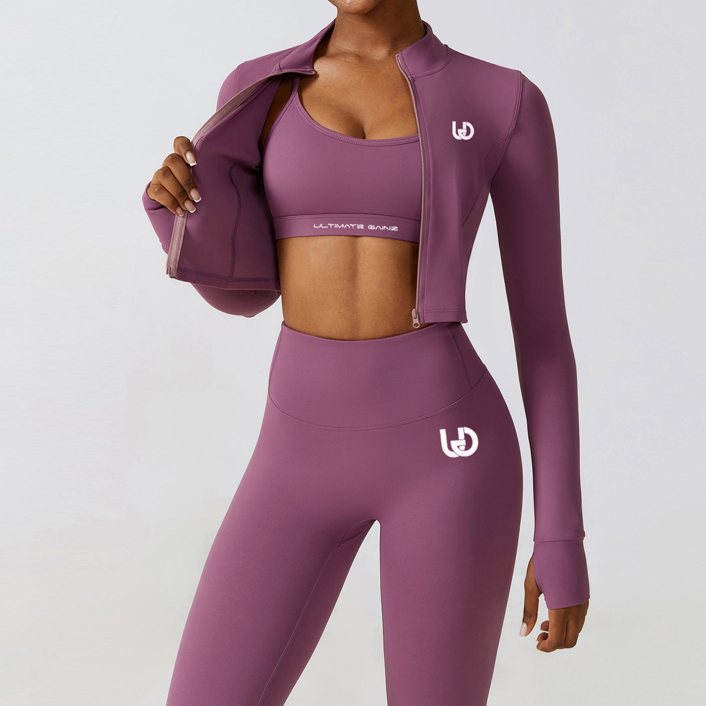 Set Hailey | Top a Manica Lunga e Leggings - Lilla Chiaro