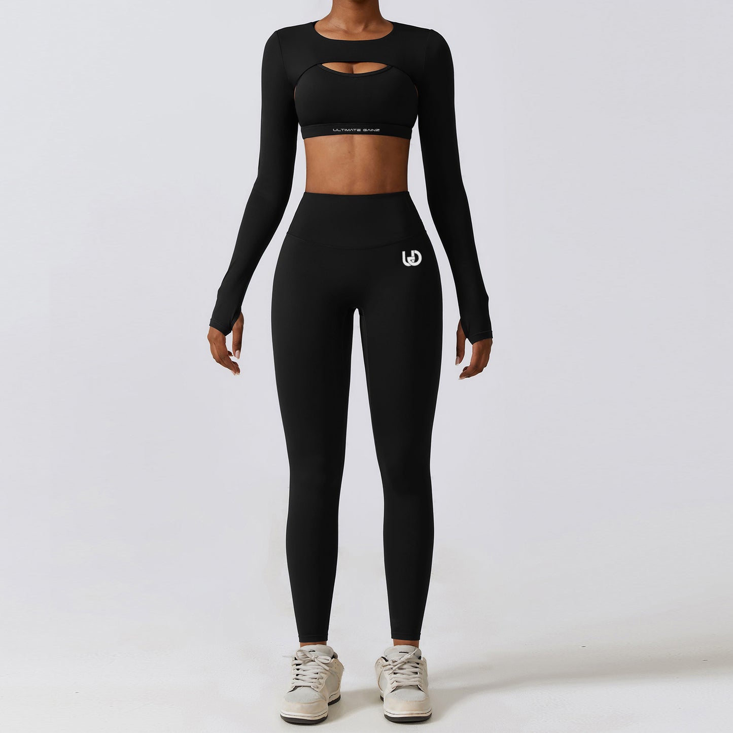 Hailey | Crop Top a Maniche Lunghe - Nero