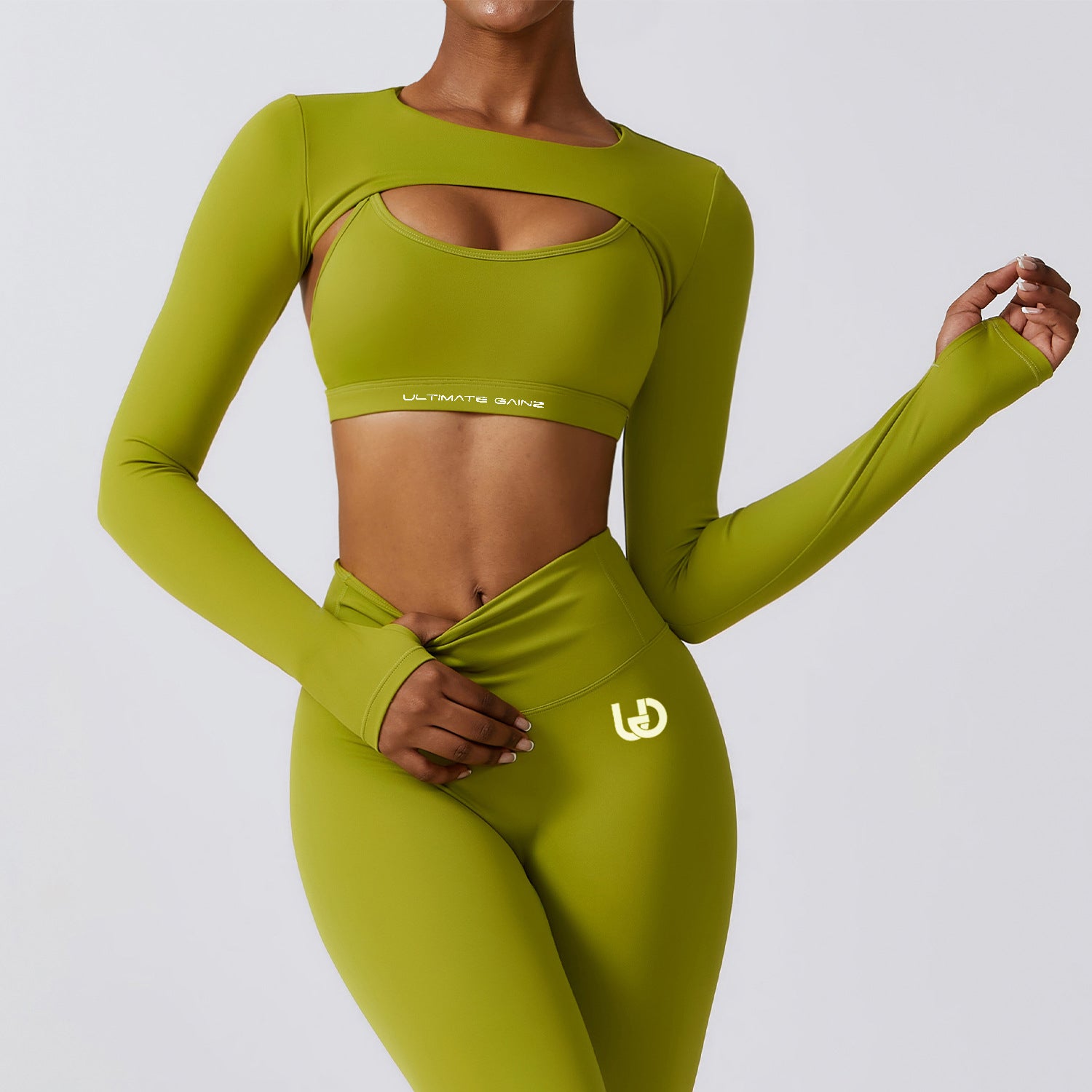 Hailey | Crop Top a Maniche Lunghe - Verde