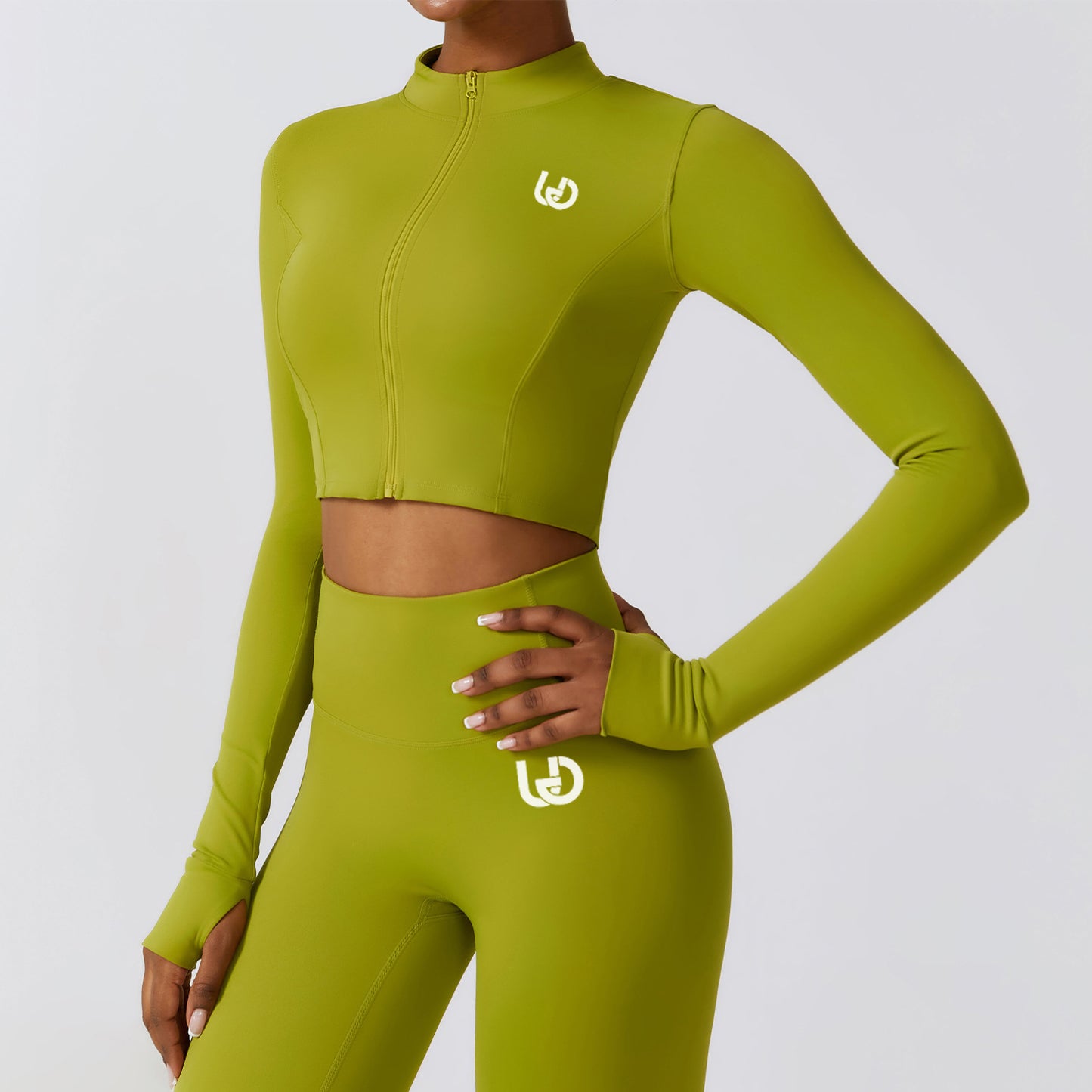 Set Hailey | Top a Manica Lunga Legging - Matcha