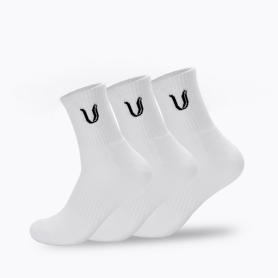 Ultimate Gainz - Calze da Prestazione Unisex - Bianco 3 Paia