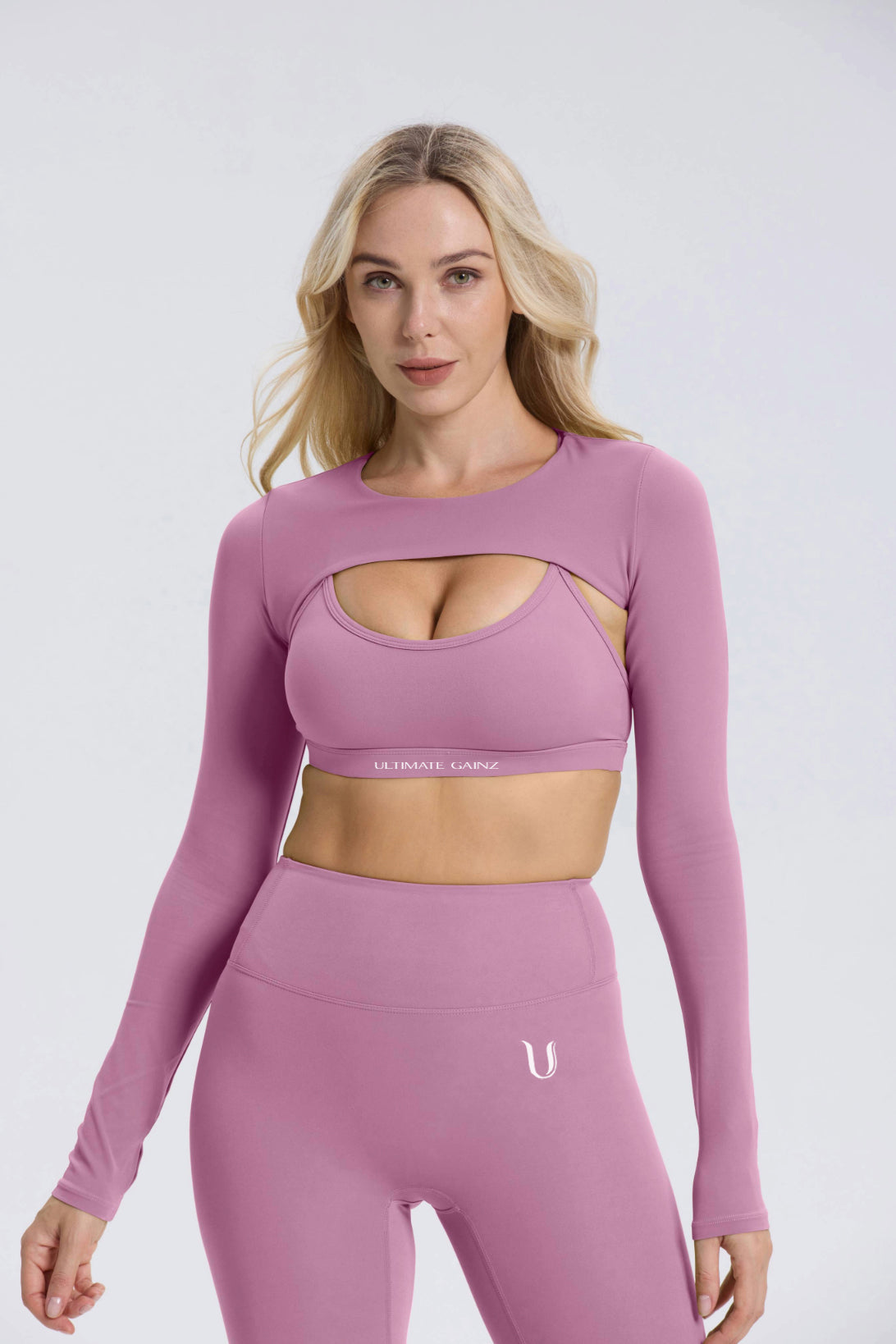 Hailey | Crop Top a Maniche Lunghe - Lilla Chiaro