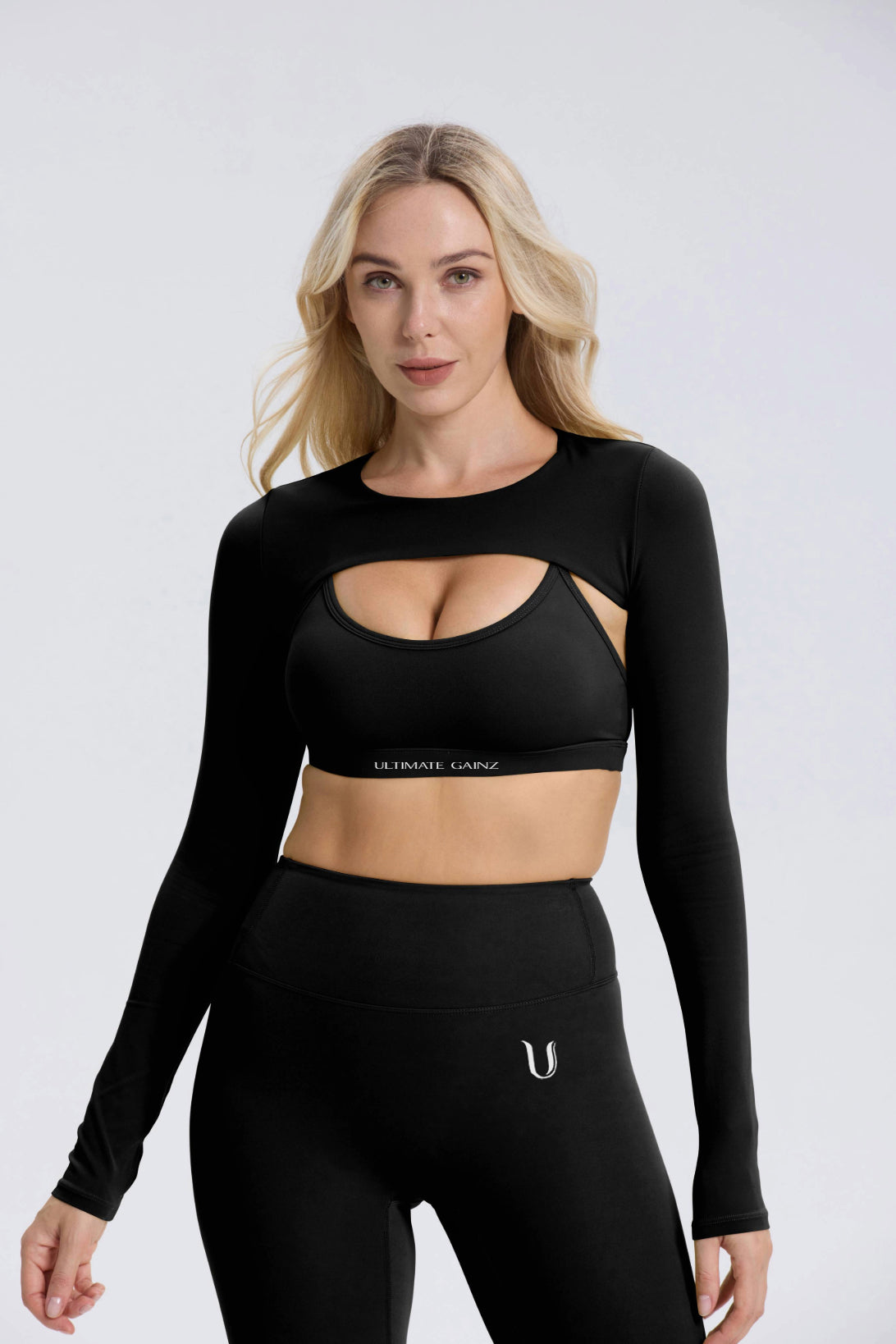 Hailey | Crop Top a Maniche Lunghe - Nero