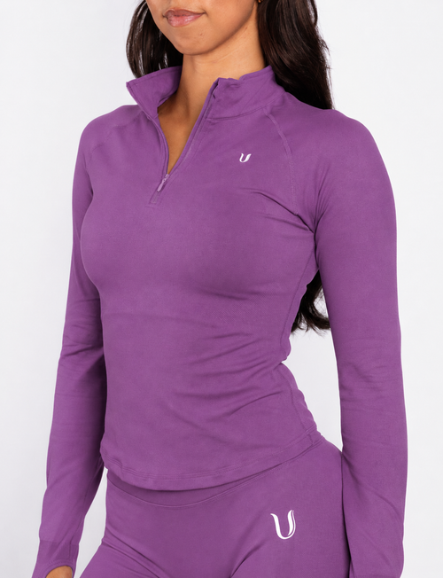 Beau | Top Manica Lunga con Mezza Zip - Viola